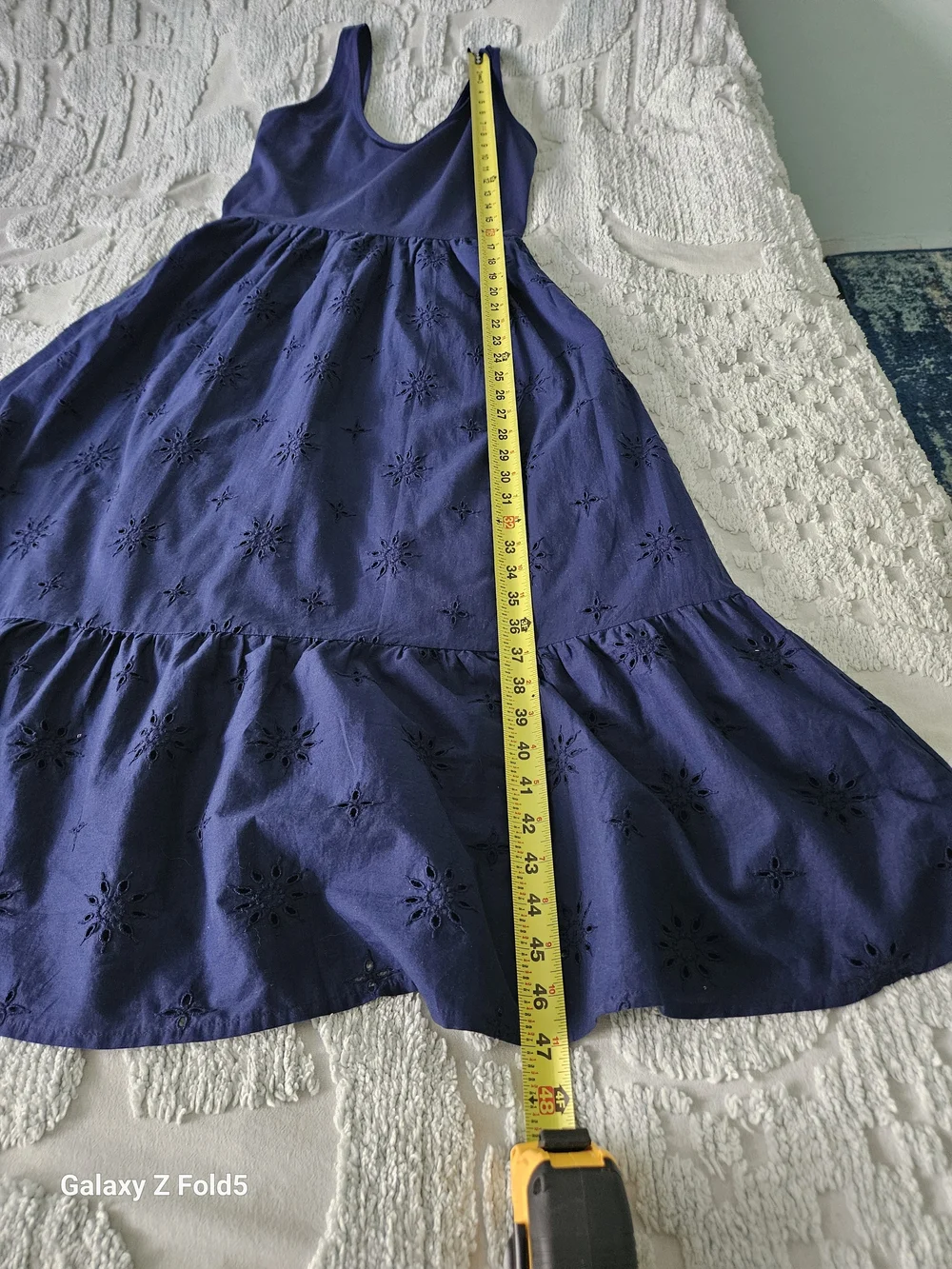 J. Crew Navy Sleeveless Embroidered Eyelet Midi Dress